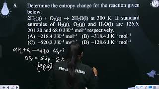 Determine the entropy change for the reaction given below 2H2g  O2g 2H2Ol at 300 [upl. by Pierrepont]