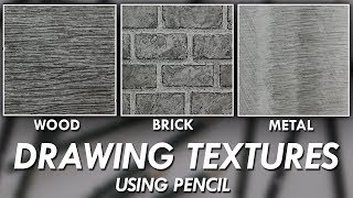 How To DRAW Realistic TEXTURES using PENCILS  Wood Brick amp Metal [upl. by Livi630]