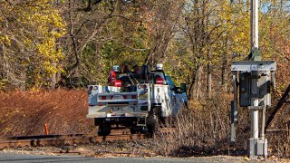 Conrail Hirailer Passes By Piscataway NJ [upl. by Rennug]