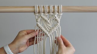 DIY Macrame Tutorial Heart Pattern Using Double Half Hitch Knots [upl. by Pals]