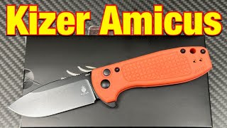 Kizer Amicus “L” series budget button lock flipper knife [upl. by Stephana]