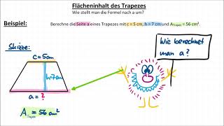 Flächenhalt Trapez 3 – Berechnung von a Formel nach a umstellen [upl. by Neetsyrk632]