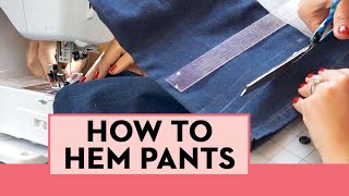 How to EASILY Hem Pants At Home  Beginner Sewing Tutorial  Good Housekeeping [upl. by Johppah]