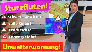 Alarmstufe ROT Erneut Lebensgefahr durch schwere Sturzfluten und Gewitter Starke Unwetter bis Juni [upl. by Niarb]