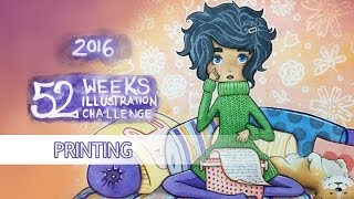 Printing  Watercolor Speedpaint 52 Weeks Illustration Challenge  week06 [upl. by Enellij]