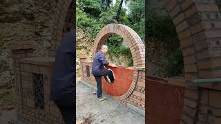 Courtyard Renovation with Moon Gate skilledworkers bricklayer [upl. by Arul]