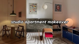 decorating our clients 570 sq ft studio apartment modern minimal secondhand finds [upl. by Rachaba]