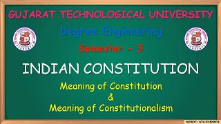 INDIAN CONSTITUTION  Meaning of Constitution amp Meaning of Constitutionalism [upl. by Antonie]