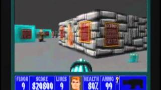 Wolfenstein 3D 100 Walkthrough E3M9 [upl. by Eenahpets]