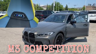 2023 BMW M3 Competition Dravit Grey on Light Blue Interior Full Review [upl. by Haroppizt]