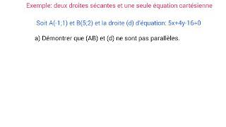 Un exemple d’exercices sur point d’intersection de deux droites ave équation cartésienne [upl. by Liw]