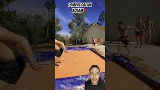 LOMPAT DALAM KOLAM⁉️ pool funny prank fail summer comedy filmpendek woodworking [upl. by Abe]