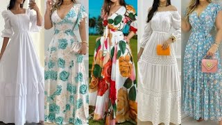 Vestidos de moda 2024Long maxi dresses design ideas for ladies [upl. by Mathilda]