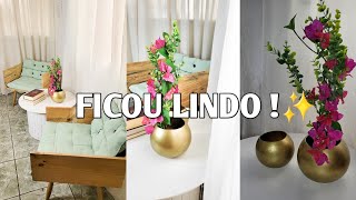 TRASFORMAÇAO GASTANDO POUCO  FIZ OS FUTON  VASO DE GESSO  FICOU LINDO [upl. by Nemracledairam]