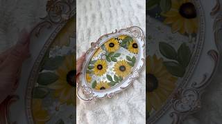 Painting a Mirror Tray  CAMILLA CREATIONS camillacreations acrylic resinart flowers painting [upl. by Ennahtur]