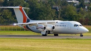 AVRO RJ85 Jota Aviation TakeOff at Bern Airport [upl. by Aralk]