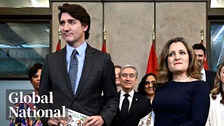 Global National Dec 17 2024  Freelands departure leaves Liberals divided over Trudeaus future [upl. by Eimmat]