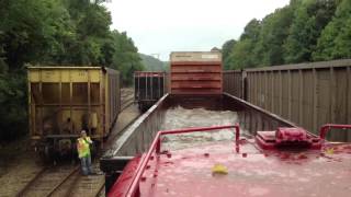 Railcar Train  Low side gondola full of water on board locomotive [upl. by Acisse]