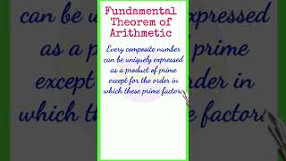 Fundamental theorem of arithmetic  the fundamental theorem of arithmetic [upl. by Meibers]