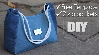 DIY DENIM BAG MAKING FROM CLOTH  Old Jeans Recycle Free PDF Template [upl. by Rehsa570]