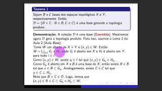 TOPOLOGIA GERAL Aula 6 Topologia Produto [upl. by Asiuol]