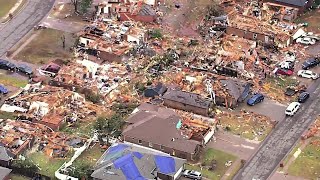 WATCH Sky 5 shows damage tarpcovered homes day after tornado hit SE OKC neighborhood [upl. by Haela585]