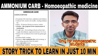 AMMONIUM CARB  Homoeopathic medicine Story trick to learn Ammonium carb [upl. by Notgnimer]