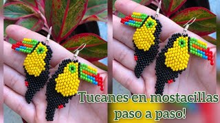 🔸COMO HACER TUCÁN EN MOSTACILLAS CON PUNTADA BRICK STITCH  Andrea G Bravo [upl. by Alyag899]