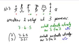 Statistikk 5B  Permutasjoner og binomialfordelingen [upl. by Aillimac175]