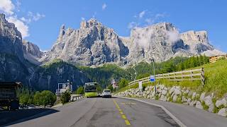 Dolomites Scenic Drive 4K  Cortina  Valparola Pass  Sella Pass  Canazei [upl. by Etnemelc]