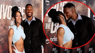 Jonathan Majors amp Meagan Good shared a kiss while attending the premiere of Divorce In The Black [upl. by Chobot]