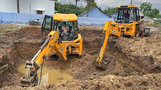 JCB 3DX Plus and Xtra Breaker Dig New Water Tank Foundation Working together in Village  Jcb video [upl. by Trilbie]