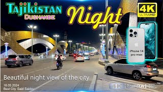 4 k Dushanbe Tajikistan 2024 Ночной вид г Душанбе Beautiful night view of the city Said Saidov [upl. by Vokay736]