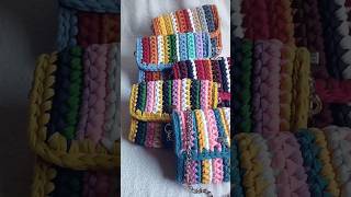 Crochet bags tshirt yarn sling clutch multicolour compact chic essential pocket luxury new india [upl. by Farrel]