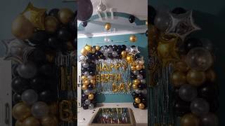 Black white and golden balloons decorationBirthday decoration at homevery easy decor youtube diy [upl. by Nariko]