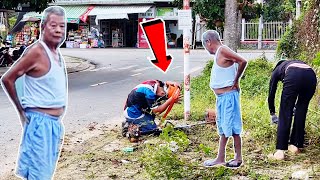 A BIG SHOCK While Helping An 80YearOld Elder Cut Overgrown Grass On The Sidewalk [upl. by Cati]