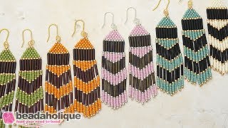 How to Make the Chevron Beaded Fringe Earrings Kit by Beadaholique [upl. by Jeff]