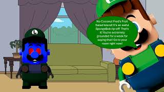 Dark Lego Luigi Says quotYes Coconut Freds Fruit Salad Islandquot  Grounded [upl. by Maible]