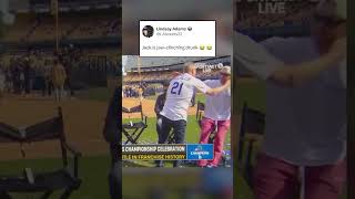 Jack Flaherty was feeling himself at the Dodgers parade🤣 shortsviral dodgers mlb worldseries [upl. by Aklim]