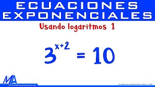 Resolver ecuaciones exponenciales con logaritmos  Ejemplo 1 [upl. by Braeunig447]