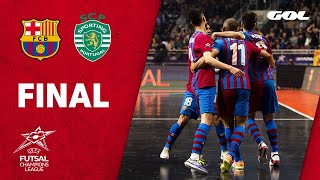 RESUMEN FINAL CHAMPIONS FUTSAL  FC BARCELONA 40 SPORTING CP [upl. by Aleira233]