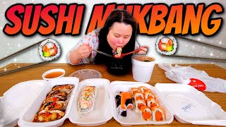 Sushi Mukbang 먹방 Salmon Roll  Spicy Tuna Roll  Lobster Roll  Baked Mussels  Seafood Udon Noodles [upl. by Ellevel]