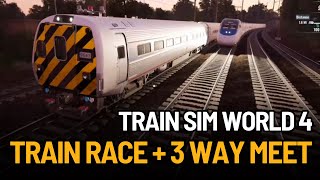 3 Way Meet at New Brunswick amp Train Race to Metropark  Train Sim World 4 [upl. by Marcin23]