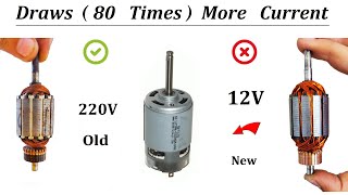 220V DC Motor to 12V High Current Motor for High Speed amp Torkue Experemint [upl. by Fablan]