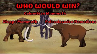 WHO WOULD WIN IN THE BATTLE ROYAL Steppe Mammoth or Columbian Mammoth or Palaeoloxodon Namadicus [upl. by Acinaj]