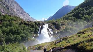 Jostedalsbreen National Park complete walk Briksdal glacier to coach park x4 speed UHD 4K June 2023 [upl. by Orecul]