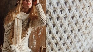 13 Mesh Sweater and Ribbed Scarf Vogue Knitting Fall 2014 [upl. by Edobalo]