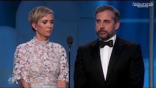 Kristen Wiig amp Steve Carell presenting at Golden Globes Korean sub [upl. by Atinyl]