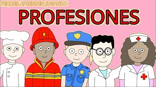 Las profesiones para niños en español y en inglés Características Video de Peques Aprenden Jugando [upl. by Ahsienom]