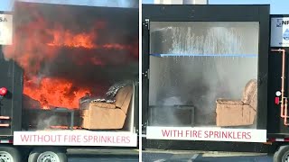 WATCH Fire sprinkler system demonstration [upl. by Berky]